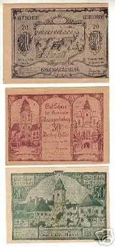 3 Banknoten Notgeld Gemeinde Baumgartenberg 1920