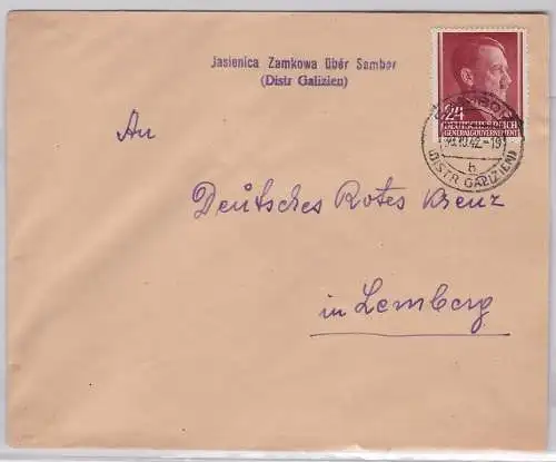 84740 Brief mit Briefmarken Generalgouvernement Sambor Distrikt Galizien 1942