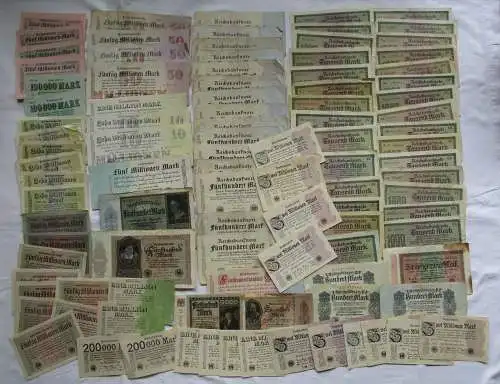 Sammlung mit 100 Banknoten Deutschland Inflation, Deutsches Reich (129126)