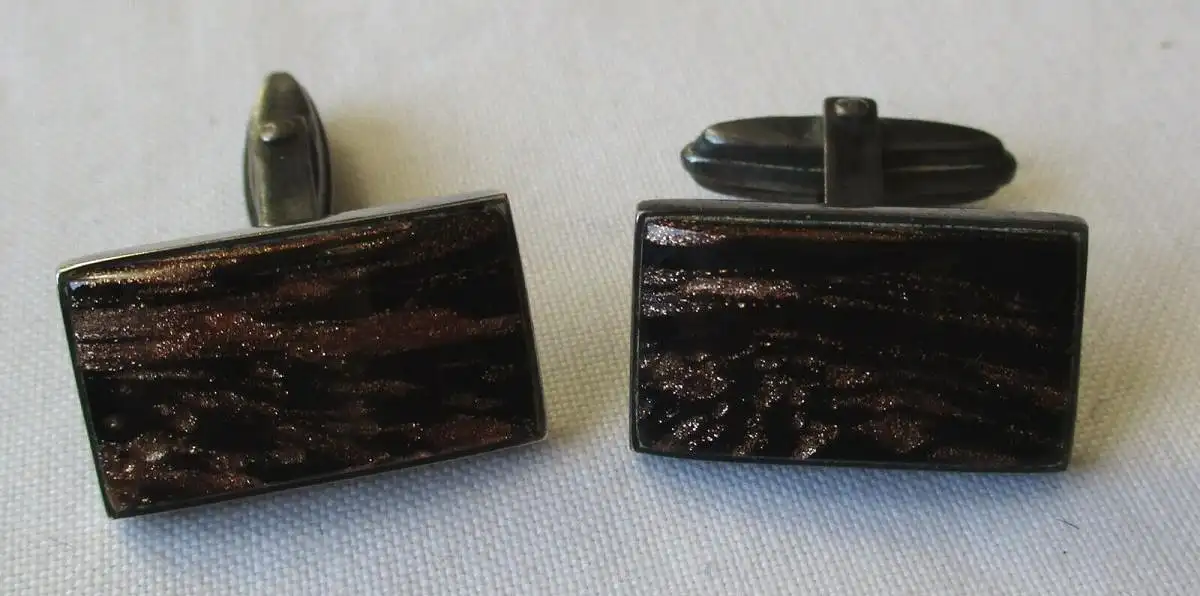 stilvolle 835er Silber Manschettenknöpfe mit marmoriertem Stein (112699) 0