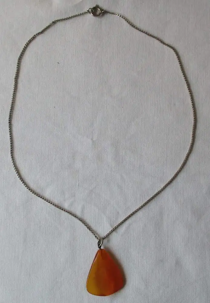 elegante Kette mit großem Bernstein Anhänger (154853) 0