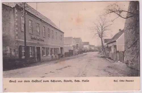 82379 Ak Gruß aus dem Gasthof zum Schwan Stavitz Bezirk Halle 1927