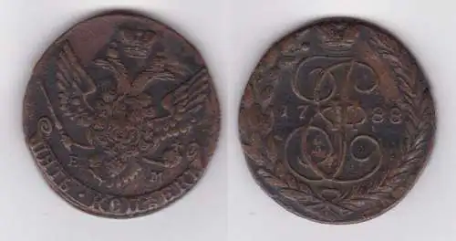 5 Kopeken Kupfer Münze Russland 1788 E.M. (153978)