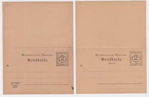 13641 Ganzsachen Antwort-Briefkarte Briefbeförderung Hammonia Chemnitz vor 1900