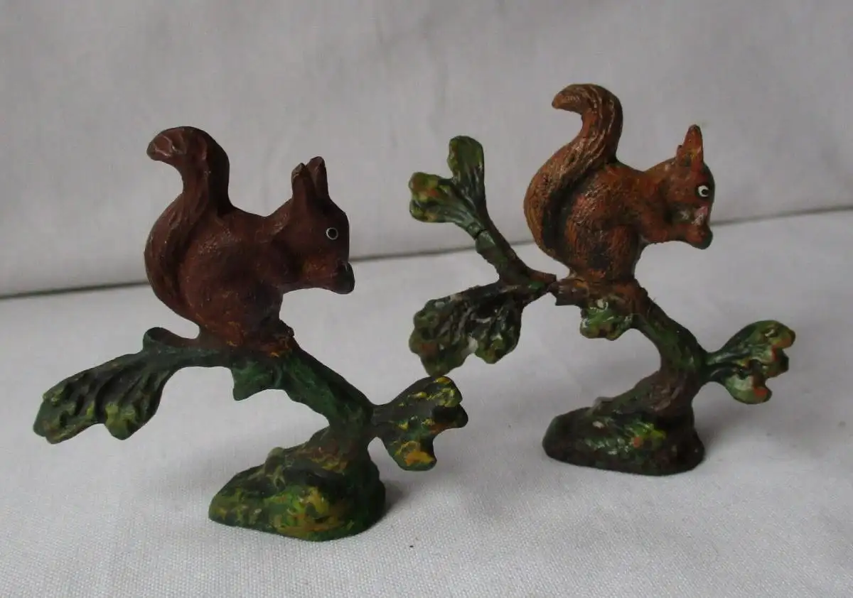 Lineol Elastolin Masse Figur 2 Eichhörnchen auf Ast um 1940 (157374) 0