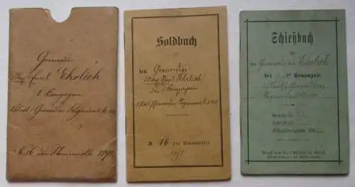 Soldbuch + Schießbuch Sächs. 1. Grenadier-Regiment Nr. 100 Dresden 1898 (157956)