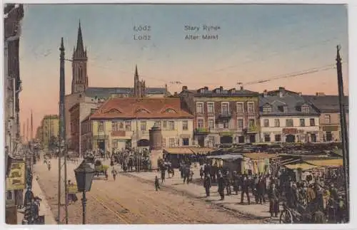 902127 Ak Łódź LitzmannstadtStary Rynek alter Markt 1914