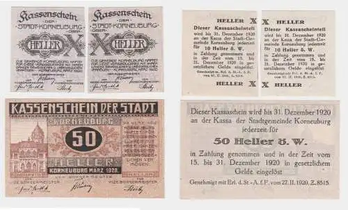 20 und 50 Heller Banknote Korneuburg März 1920 (140004)