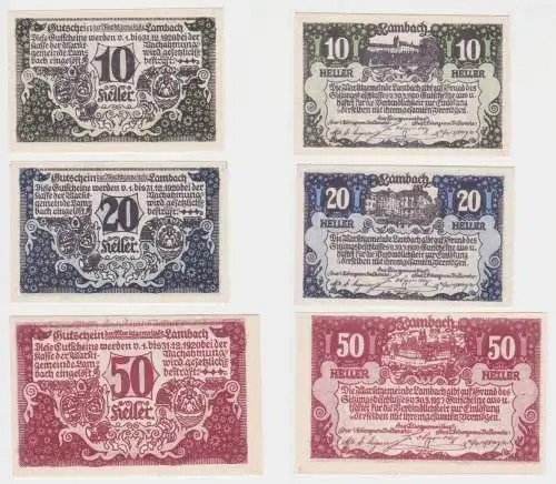 10, 20 und 50 Heller Banknote Lambach (145013)