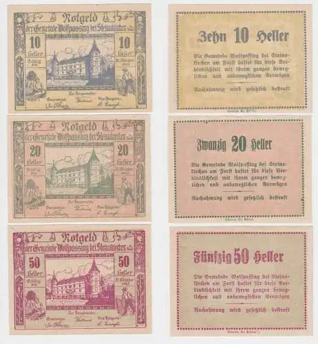 10, 20 und 50 Heller Banknote Wolfpassing bei Steinakirchen (148959)