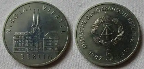 DDR Gedenk Münze 5 Mark Berlin Nikolai Viertel 1987 (122912)