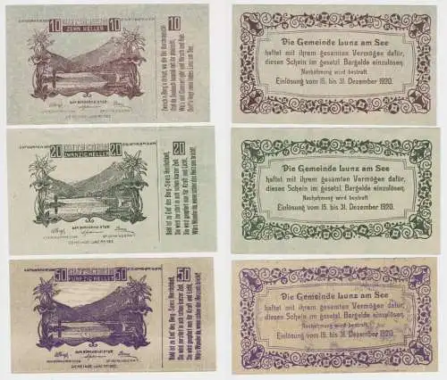 10, 20 und 50 Heller Banknote Lunz am See (134583)