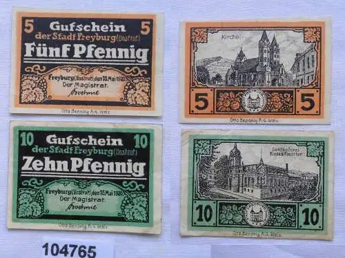 5 und 10 Pfennig Banknote Notgeld Stadt Freyburg 1920 (104765)