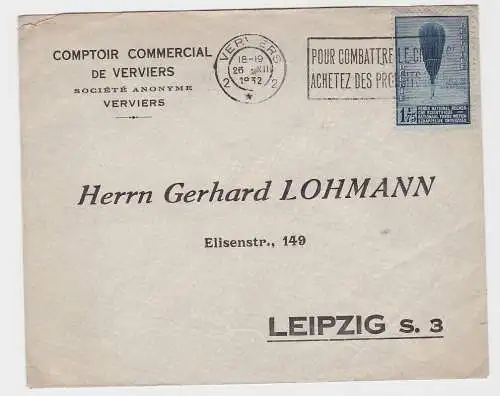 87659 Firmen Brief Comptoir Commercial (kommerziele Theke) Verviers Belgien 1932