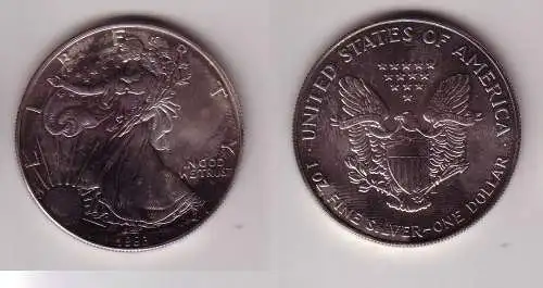 1 Dollar Silber Münze Silver Eagle USA 1993 1 Unze Feinsilber  (115624)