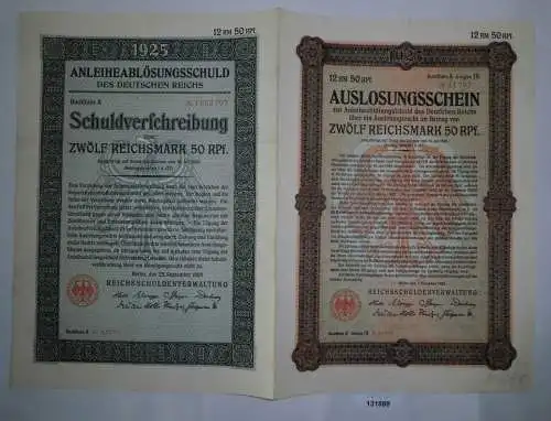 12,50 Mark Aktie Reichsschuldenverwaltung Berlin 25.September 1925 (131888)