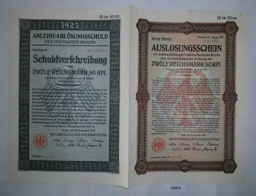 12,50 Mark Aktie Reichsschuldenverwaltung Berlin 25.September 1925 (132078)