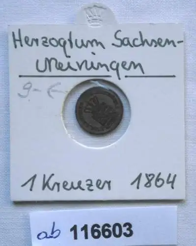 1 Kreuzer Silber Münze Sachsen Meiningen Bernhard Erich Freund 1864 (116603)