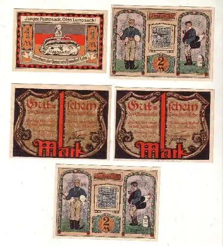 5 Banknoten Notgeld Gemeinde Tonndorf Lohe 1921 (116404)