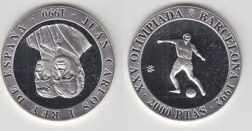 2000 Pesetas Silbermünze Spanien Olympiade Barcelona 1992, 1990 (113949)