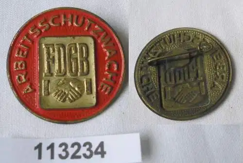 seltenes DDR Blech Abzeichen FDGB Arbeitsschutzwache (113234)