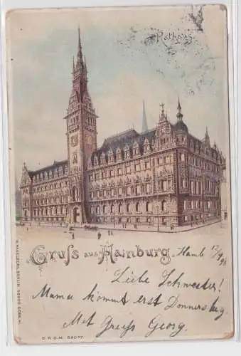 901844 Lithgraphie Ak Gruss aus Hamburg - Rathaus 1898