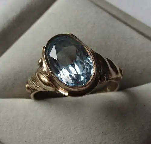 Eleganter 333er Gold Ring mit Jugendstil Ringkopfverzierung (165124)