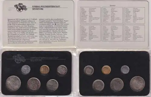 KMS Kursmünzensatz Fussball-WM Spanien 1982 50 Centimos - 100 Pesetas (103222)