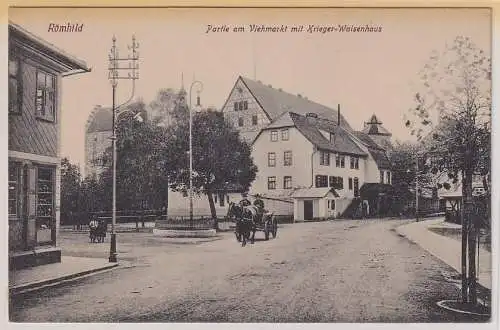 55586 Ak Römhild Partie am Viehmarkt mit Krieger-Waisenhaus um 1915