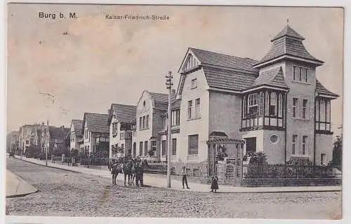 29347 Feldpost Ak Burg bei Magdeburg Kaiser Friedrich Straße 1918