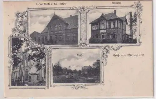 55206 Mehrbild Ak Gruß aus Muchow i.Mecklenburg Molkerei usw. 1913