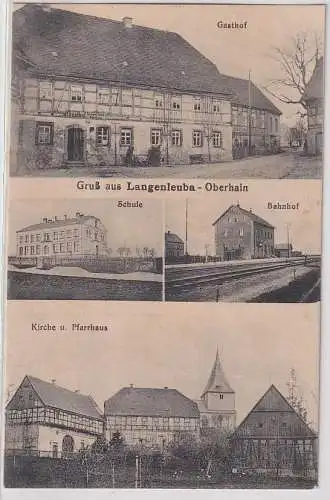 23311 Mehrbild Ak Gruß aus Langenleuba-Oberhain Bahnhof, Gasthof usw. 1924