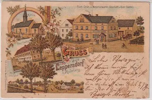 52690 Ak Lithographie Gruß aus Leppersdorf bei Radeberg Gasthof usw. 1904