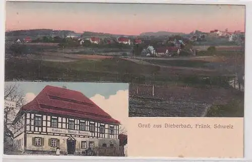 53759 Mehrbild Ak Gruß aus Bieberbach fränkische Schweiz Gashaus 1917