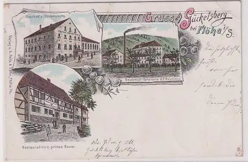 55294 Ak Lithographie Gruß aus Gückelsberg bei Flöha in Sachsen Gasthof 1902