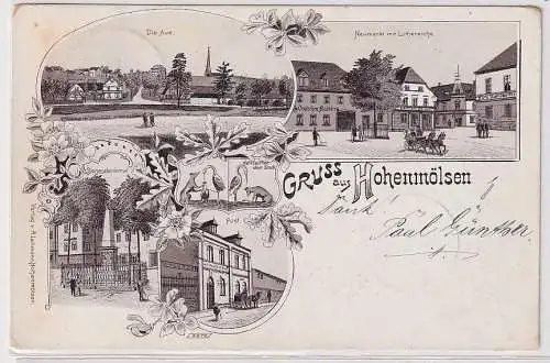 49972 Ak Lithographie Gruß aus Hohenmölsen Post, Siegesdenkmal usw. 1905