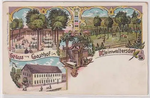 71244 Ak Lithographie Gruß vom Gasthof in Kleinwaltersdorf um 1900