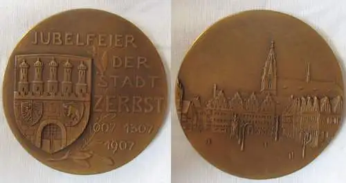 seltene Bronze Medaille Jubelfeier der Stadt Zerbst 1907 (168374)