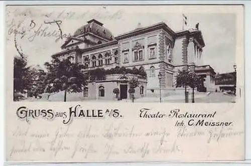 43532 Ak Gruß aus Halle a.S. Theater Restaurant 1906