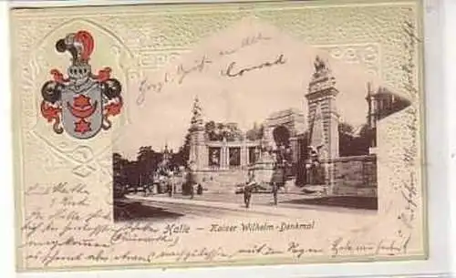 40136 Präge Ak Halle Kaiser Wilhelm Denkmal 1906