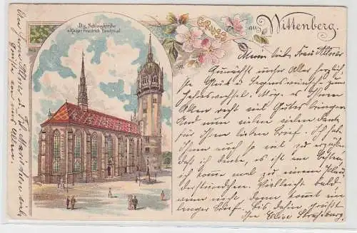 71500 Ak Lithographie Gruß aus Wittenberg die Schlosskirche 1899