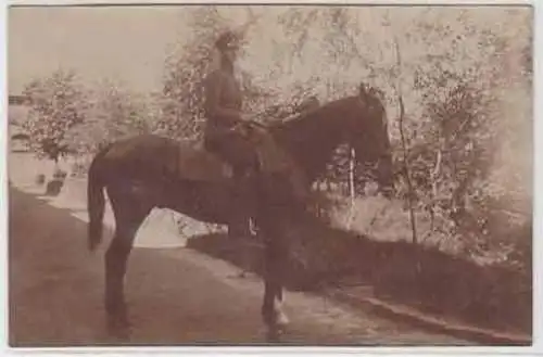 38930 Foto Ak Soldat zu Pferde Bautzen 1916