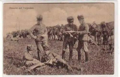 18746 Feldpost Ak Husaren auf Vorposten 1915