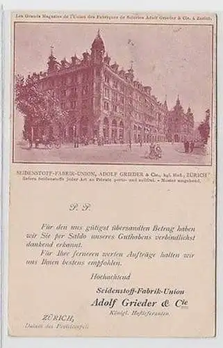 62710 Ak Zürich Seidenstoff Fabrik Union Adolf Grieder & Co. 1901