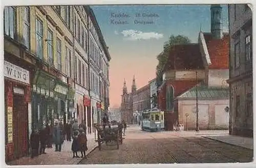 43201 Ak Krakow Krakau Grodgasse mit Straßenbahn 1916