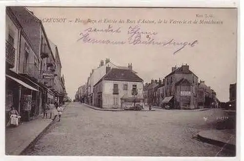 45699 Ak Creusot Place et Entrée des Rues d´Autun 1915