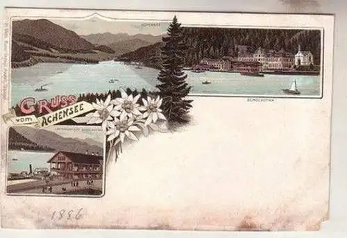 59668 Ak Lithographie Gruss aus Achensee mit Scholastika um 1900