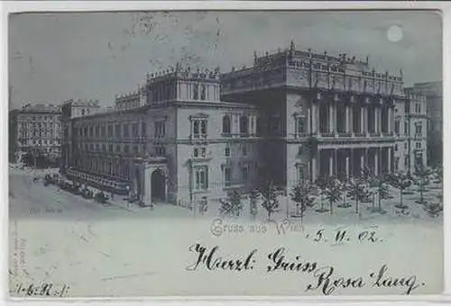 51942 Mondscheinkarte Gruß aus Wien die Börse 1902