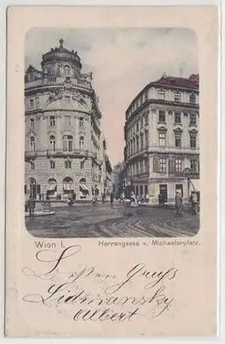 51946 Ak Wien Herrengasse vom Michaelerplatz 1902