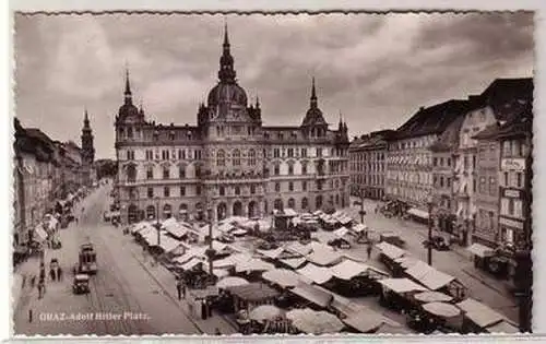 57277 Feldpost Ak Graz Marktplatz mit Verkaufsständen 1942